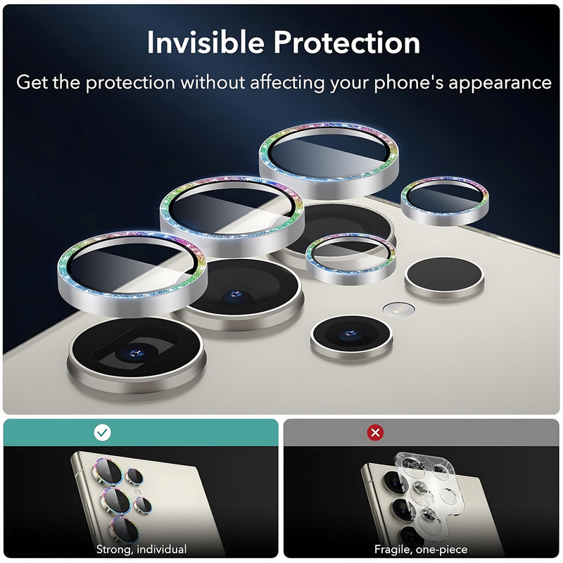 محافظ لنز دوربین چلیپا مدل Luminous مناسب برای گوشی موبایل سامسونگ Galaxy S24 Ultra
