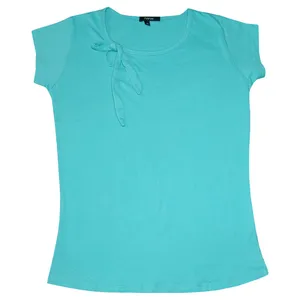 تی شرت آستین کوتاه زنانه آی دبلیو آی ای مدل یقه گره ای کد 07