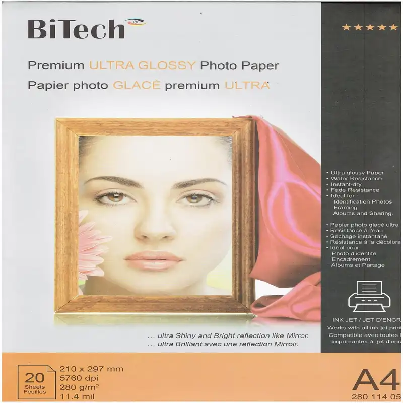 کاغذ چاپ عکس گلاسه بای تک کد 28011405 سایز A4 بسته 20 عددی