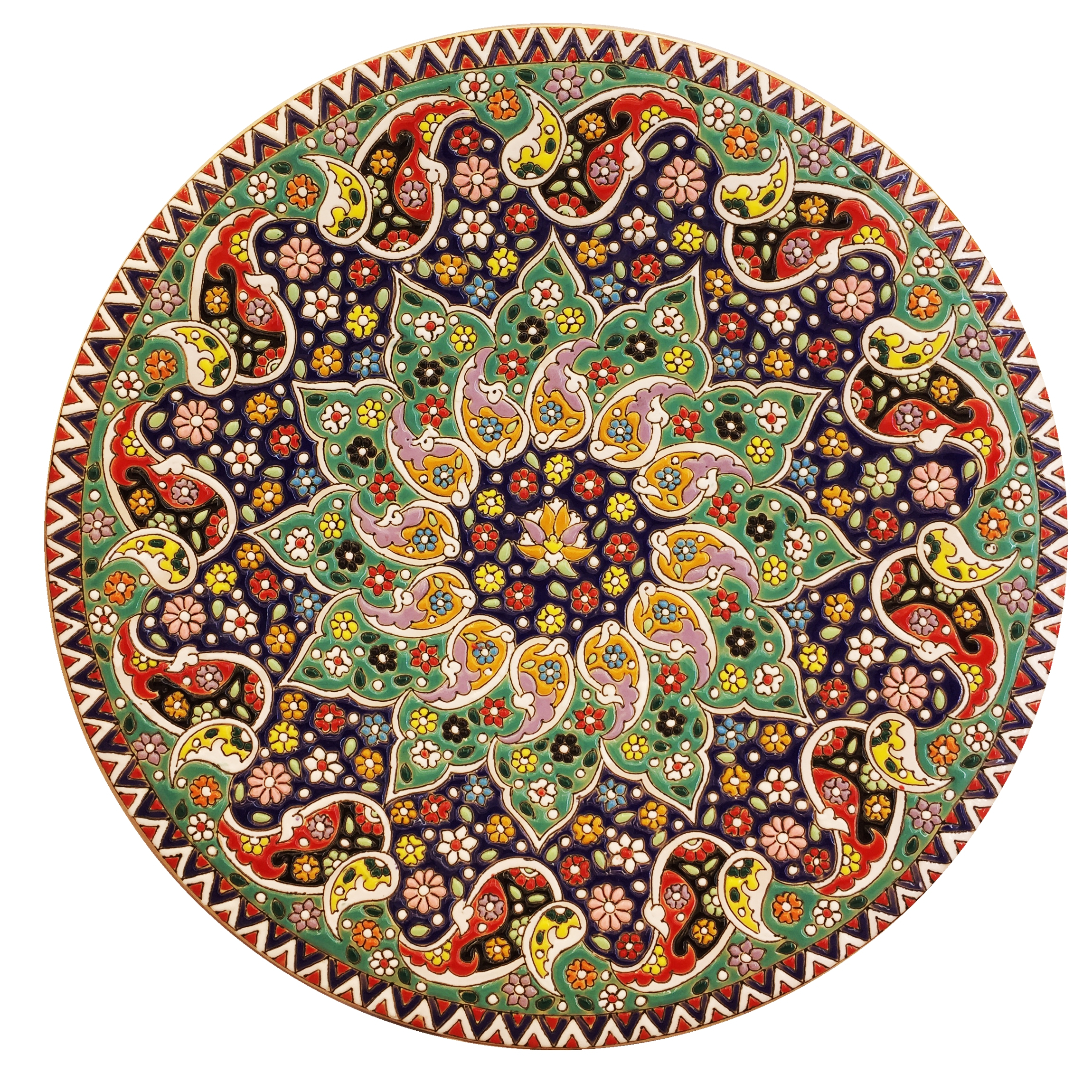 بشقاب میناکاری سفالی زمانیان کد ZMN30017
