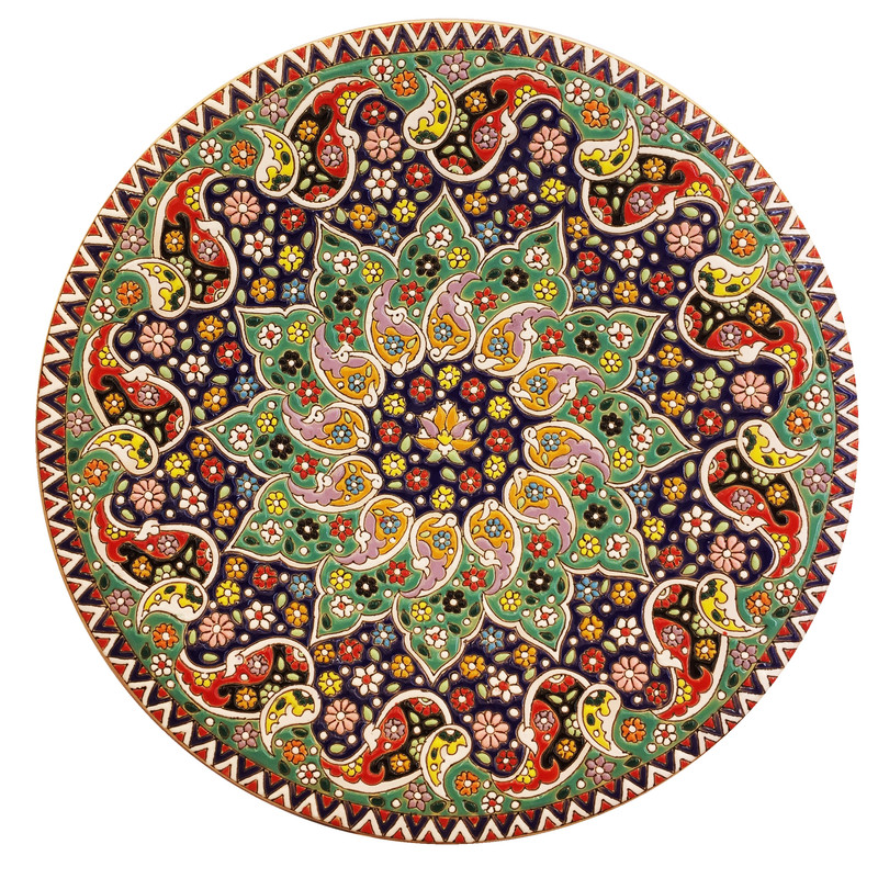 بشقاب میناکاری سفالی زمانیان کد ZMN30017