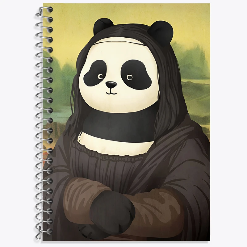 دفتر زبان 50 برگ خندالو مدل دو خط طرح مونالیزا پاندایی کد N4110