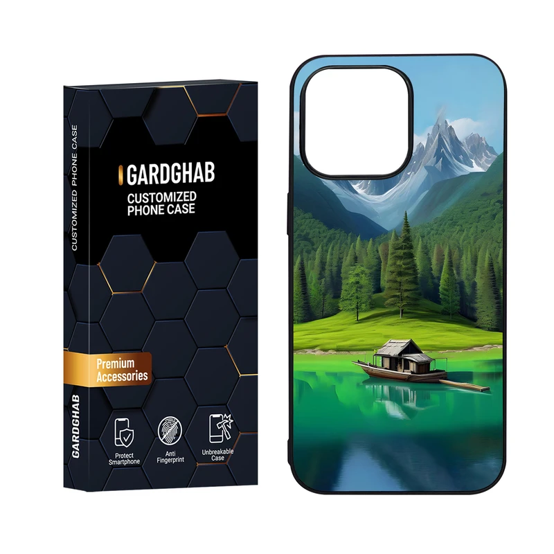 کاور گارد قاب مدل دور ژله ای پشت گلس هنری مناسب برای گوشی موبایل اپل iPhone 15 Pro Max