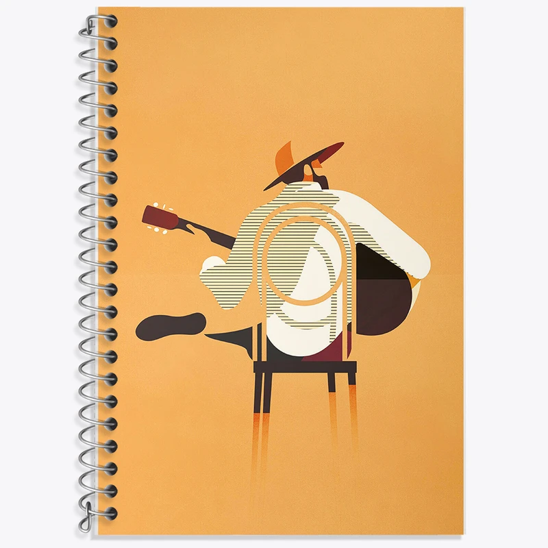 دفتر لغت 50 برگ خندالو طرح نوازنده گیتار کد F7407