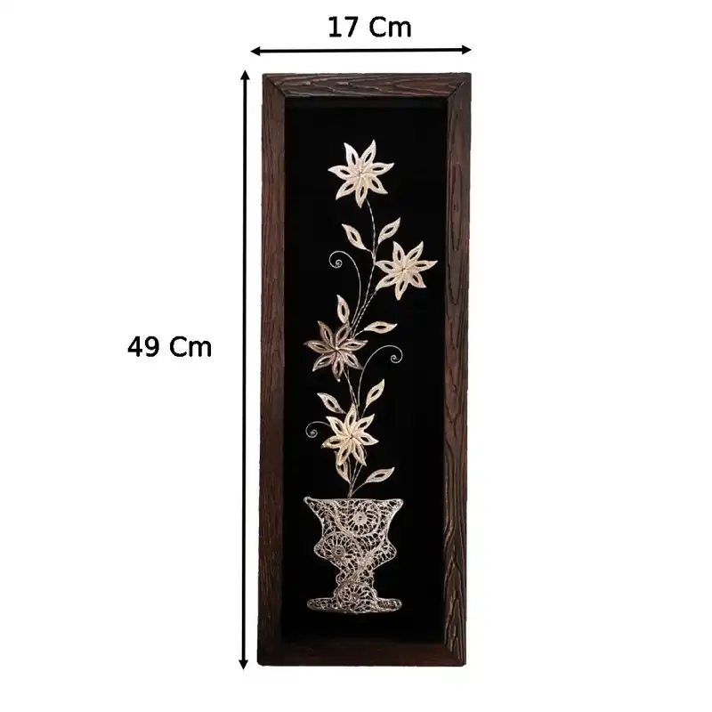 تابلو ملیله کاری طرح گل نقره  کد F-50