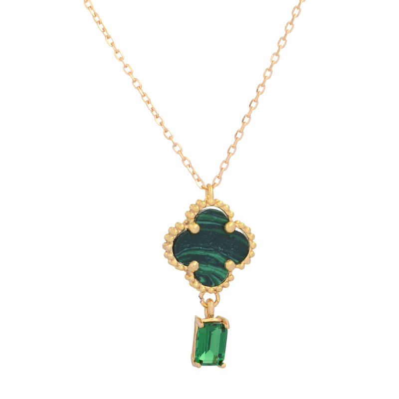 گردنبند طلا 18 عیار زنانه با طرح حلقهای (فلامینگو) طلای مستجابی مدل ونکلیف مالاکیت کد T1023