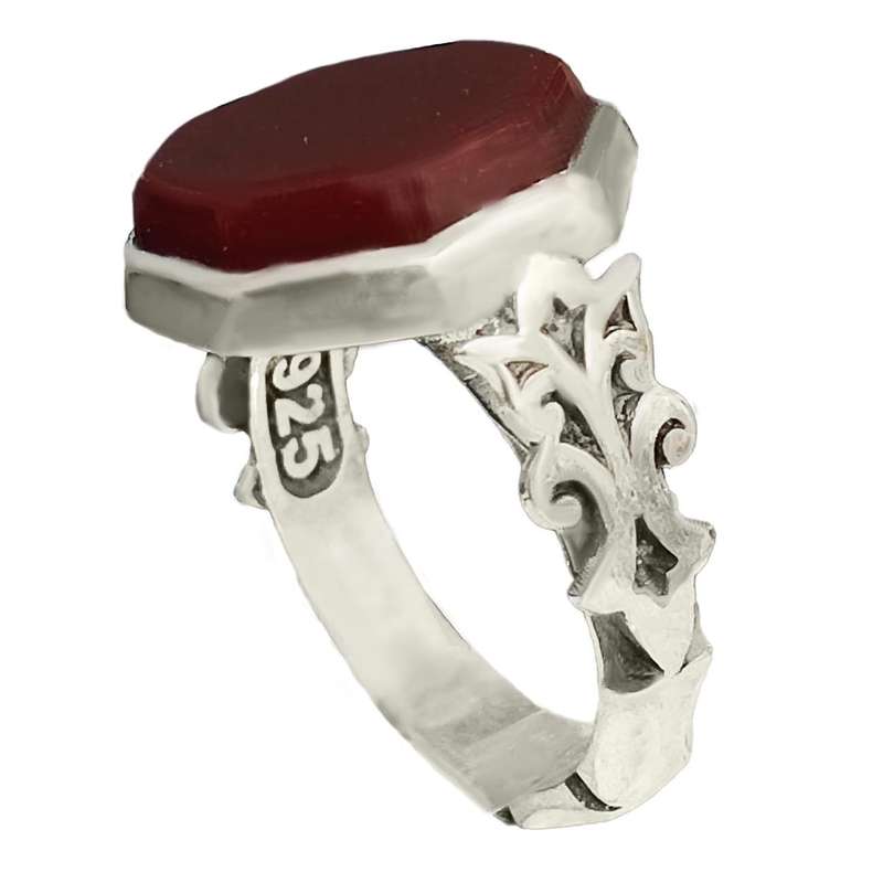 انگشتر نقره مردانه مدل عقیق سرخ کد HA4030