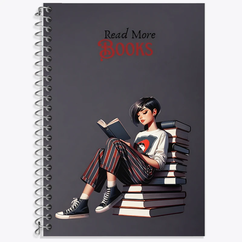 دفتر زبان 50 برگ خندالو مدل دو خط طرح دختر و کتاب کد F5813