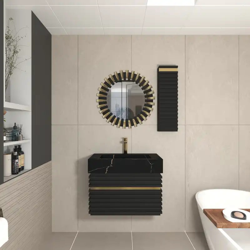 ست کابینت و روشویی الین مدل زمرد به همراه آینه و باکس