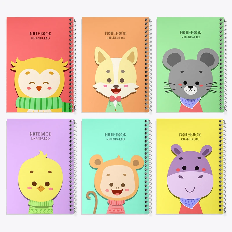 دفتر مشق 50 برگ خندالو طرح حیوانات بامزه کد 67 مجموعه 6 عددی