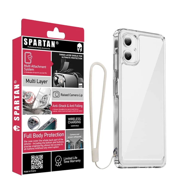 کاور اسپارتان مدل Airbag Space Strap مناسب برای گوشی موبایل سامسونگ Galaxy A06 به همراه بند آویز