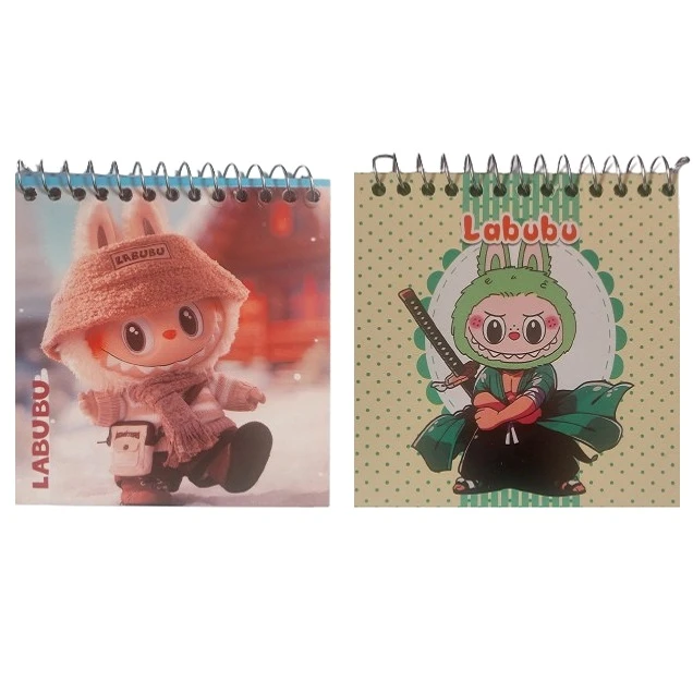 دفترچه یادداشت 50 برگ مدل لبوبو طرح حاشیه دار بسته 2 عددی