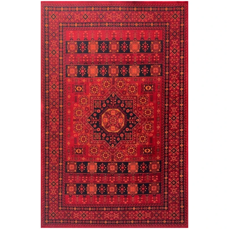 فرش ماشینی 700 شانه زمینه لاکی حاشیه لاکی مدل بلوچ bcf تراکم 2100 کد 825