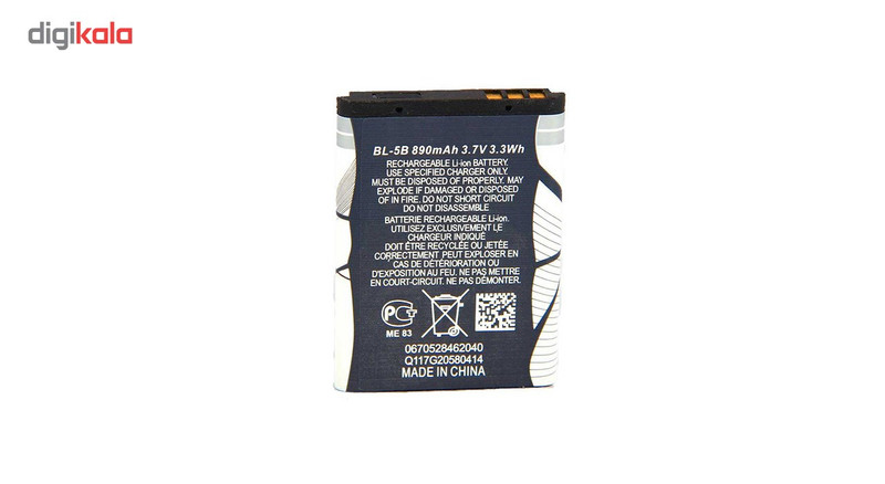 باتری موبایل مناسب برای نوکیا مدل BL-5B با ظرفیت 890 میلی آمپر ساعت