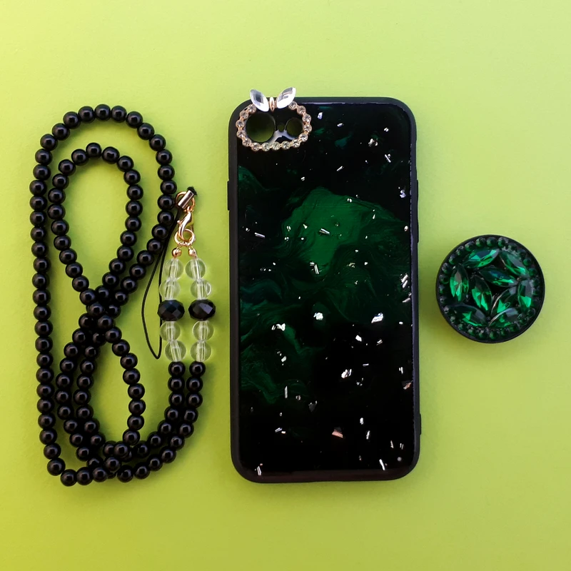 کاور مدل ماربل کد 01 مناسب برای گوشی موبایل اپل Iphone 7/8 به همراه بند و پایه نگهدارنده