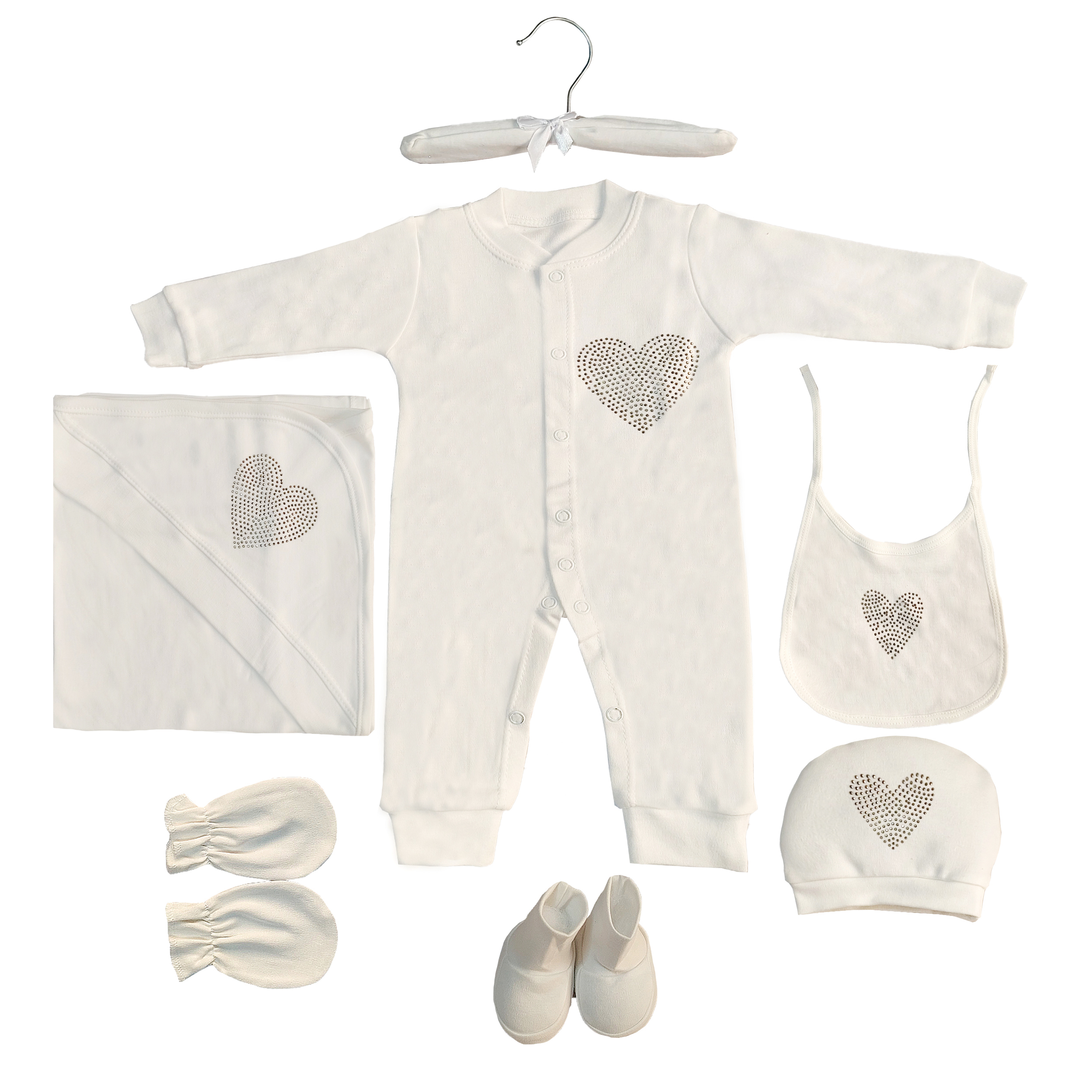 ست 7 تکه لباس نوزادی مادرکر طرح قلب مدل M455.12