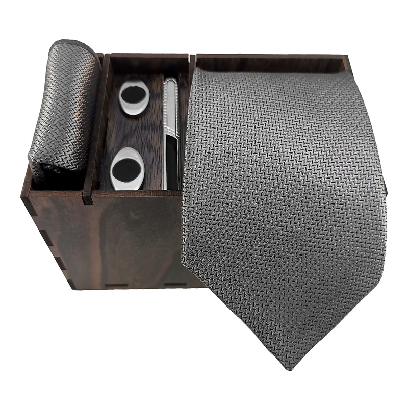 ست کراوات و دستمال جیب و دکمه سردست و گیره کراوات مردانه مدل 569A