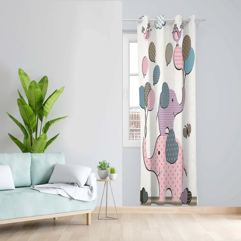 پرده طرح کودک مدل مخمل پانچی کد 5150R z سایز 140x200 سانتی متر