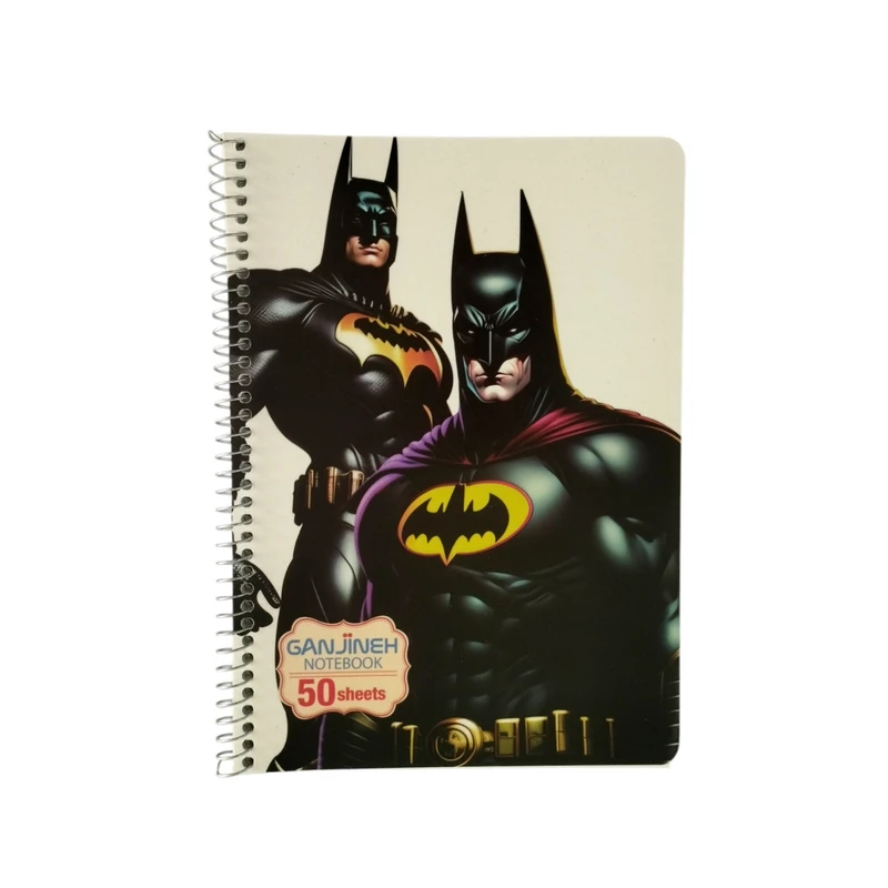 دفتر زبان 50 برگ گنجینه مدل دو خط طرح بتمن