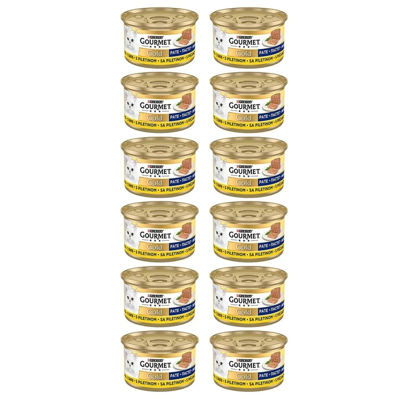 کنسرو گربه گورمت مدل پته گوشت مرغ وزن 85 گرم بسته 12 عددی