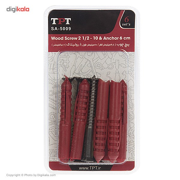مجموعه 6 عددی پیچ چوب و رولپلاک تی پی تی مدل SA-5009