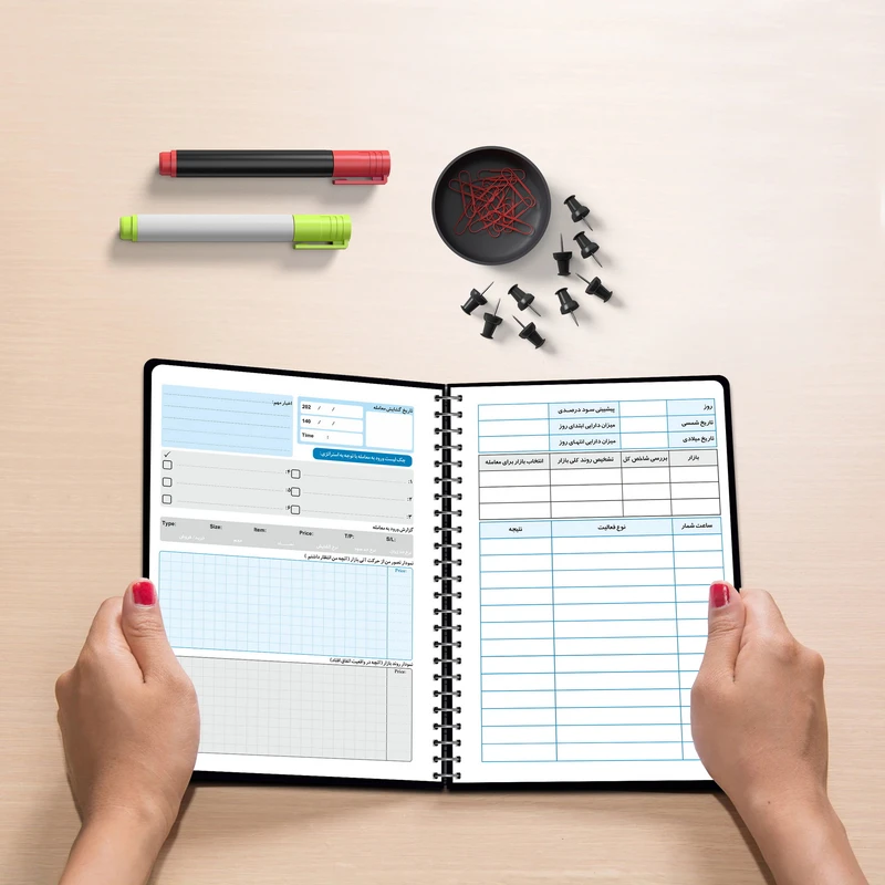 عکس شماره 17 : دفتر ژورنال نویسی مستر راد مدل ثبت معاملات طرح تریدر کد 1929