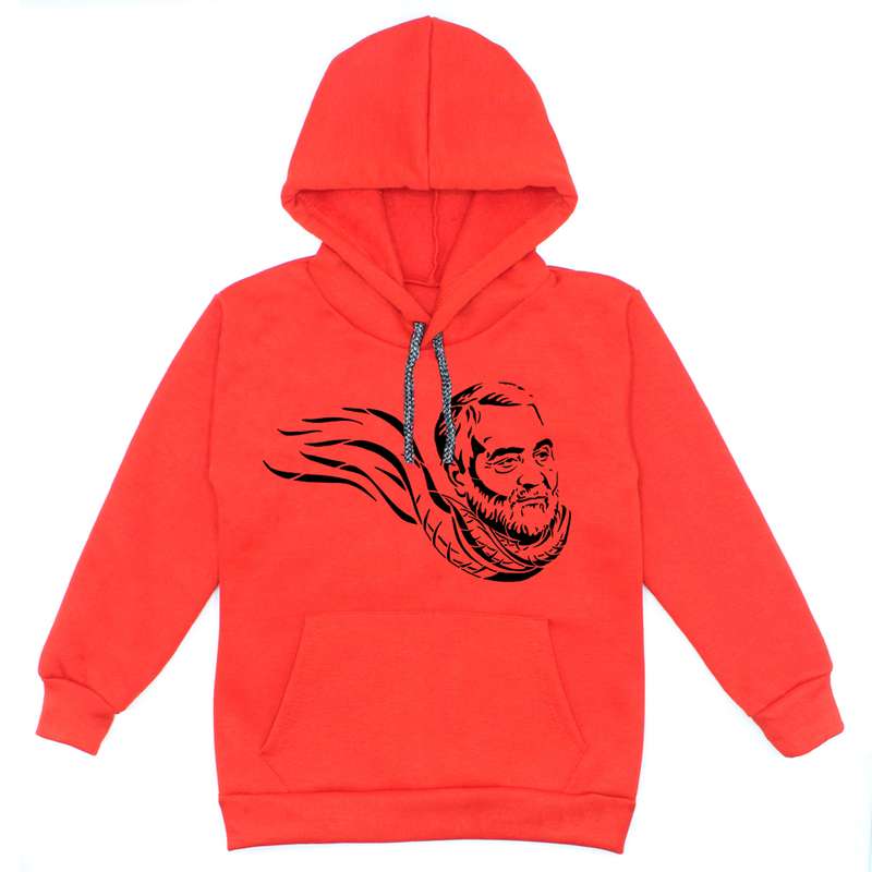 هودی پسرانه مدل سردار قاسم سلیمانی کد W69 رنگ قرمز
