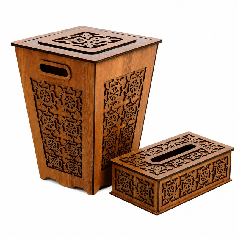 ست سطل و جای دستمال کاغذی مدل ARK-SD01