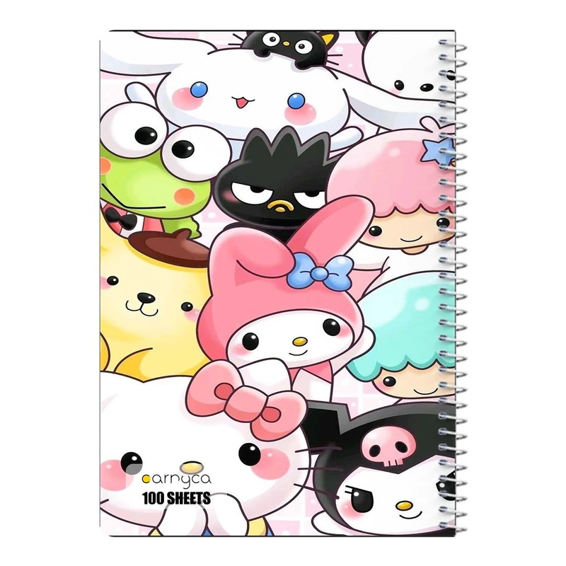 دفتر مشق 100 برگ سیمی کارنیکا طرح مای ملودی و کورومی My Melody & Kuromi کد 43792