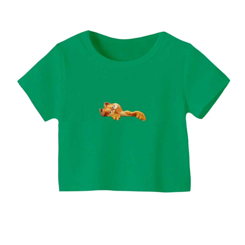 کراپ‌ تی‌شرت آستین کوتاه زنانه مدل گارفیلد