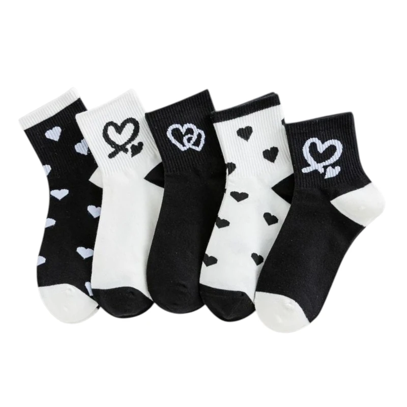 جوراب ساق بلند زنانه مدل قلب قلبی  بسته 5 عددی