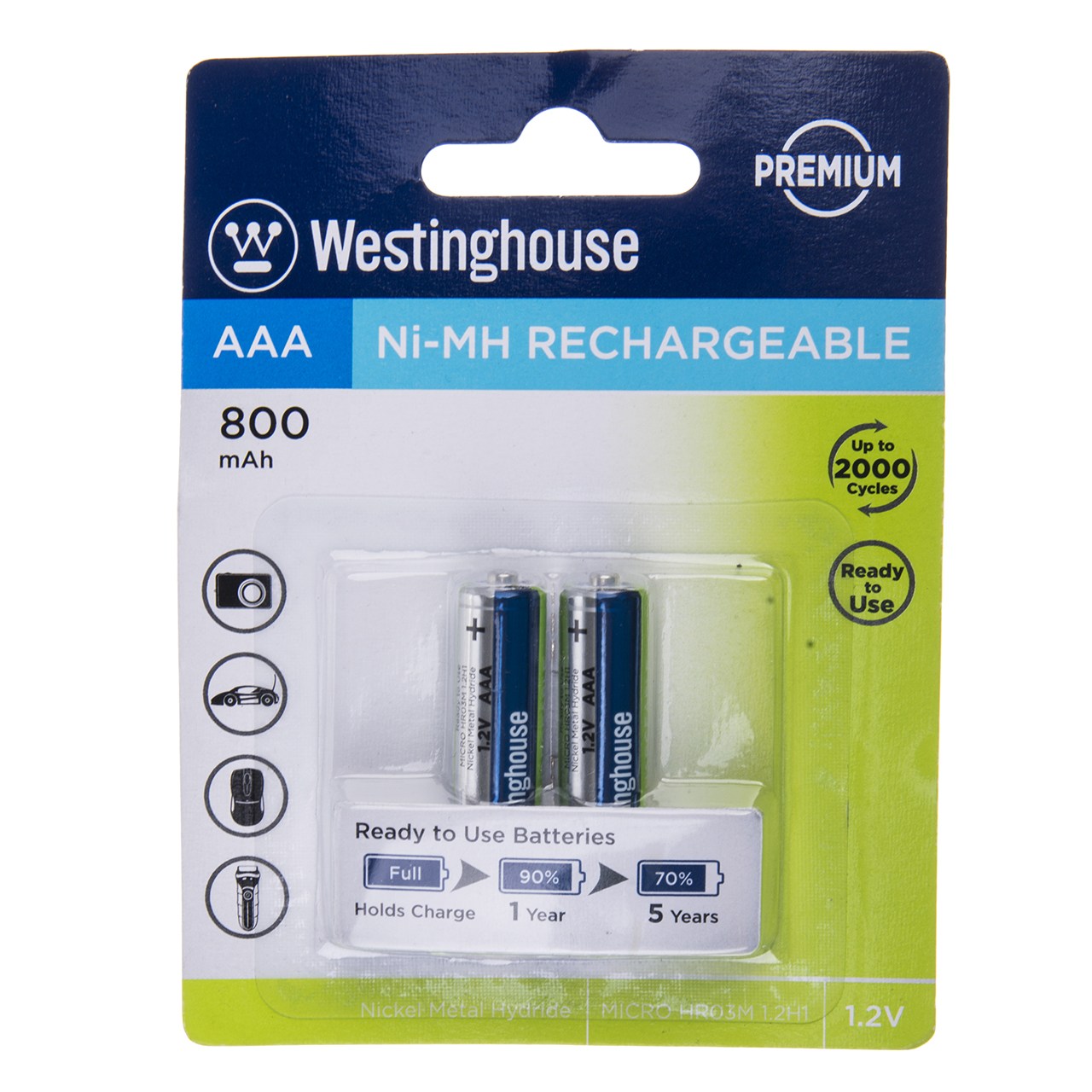 باتری قابل شارژ نیم قلمی وستینگ هاوس مدل Ni-MH Rechargeable بسته ی 2 عددی