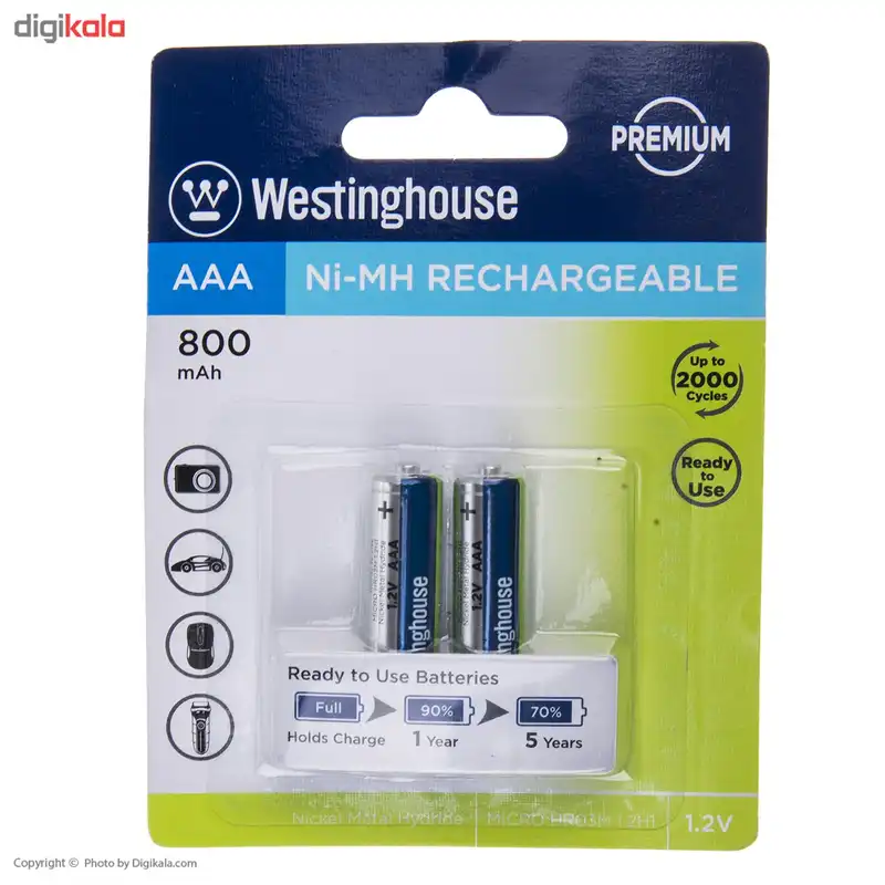 باتری قابل‌شارژ نیم قلمی وستینگ هاوس مدل Ni-MH Rechargeable بسته‌ی 2 عددی