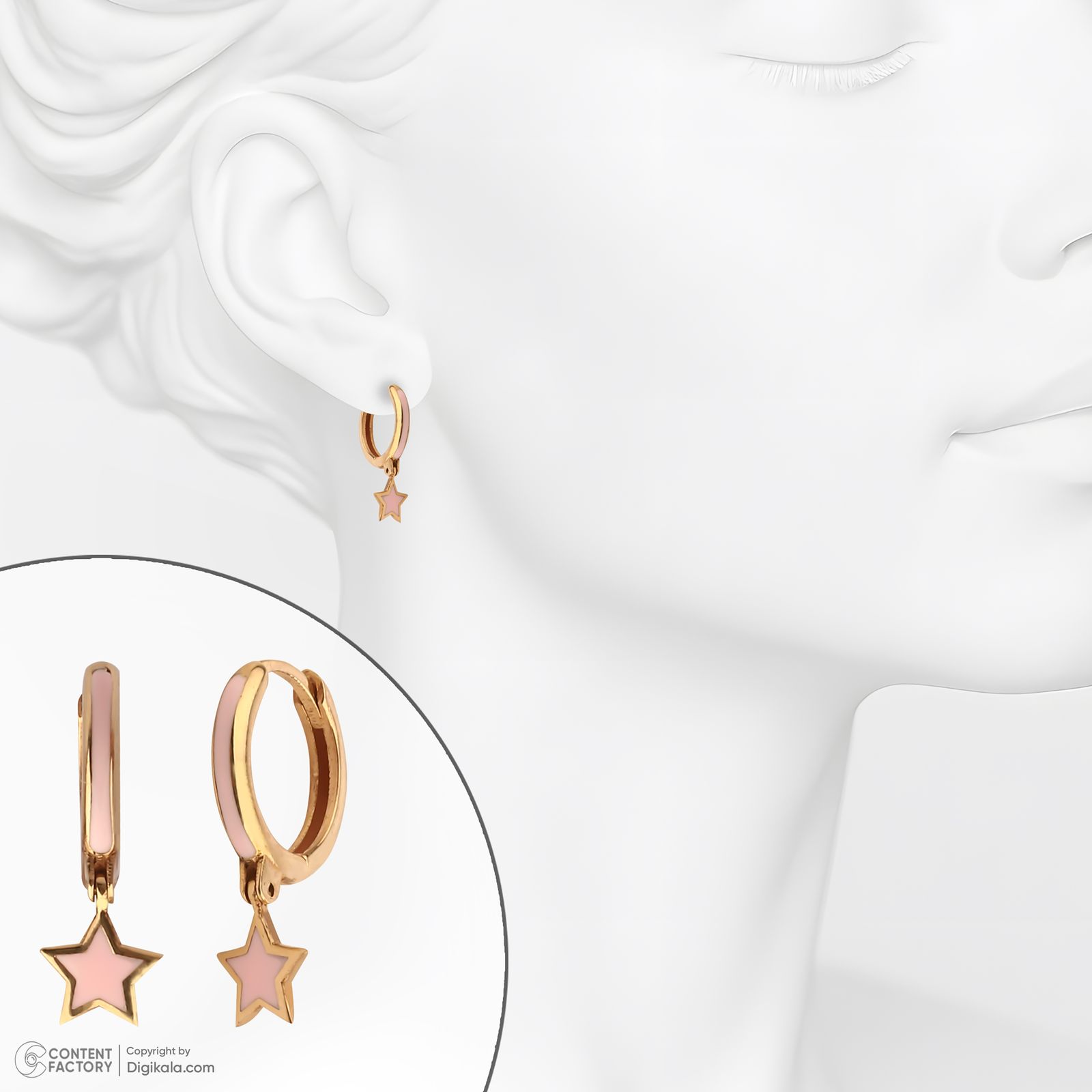 گوشواره حلقه‌ای طلا کم اجرت  18 عیار زنانه گلدم مدل E244001 -  - 6