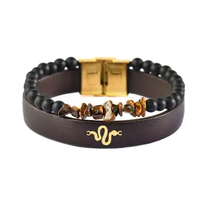 دستبند طلا 18 عیار مردانه فرشته طرح مار کد UBCHL0012-0003