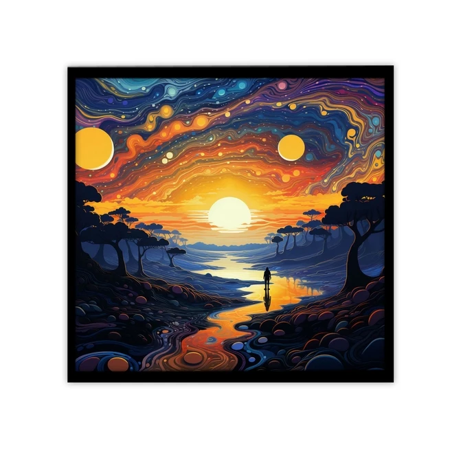 تابلو نوری بکلیت طرح نقاشی رنگ روغن طبیعت و غروب مدل B-MID-19270