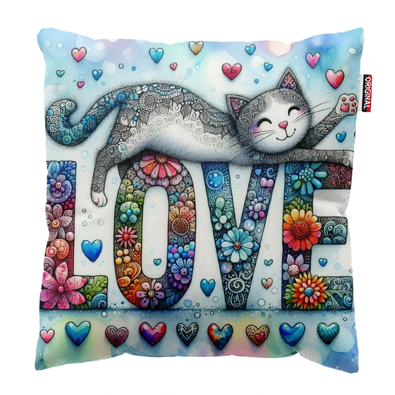 کوسن پاد آفرین مدل گربه کیوت بامزه فانتزی کد PK301912 سایز 30*30 سانتی متر