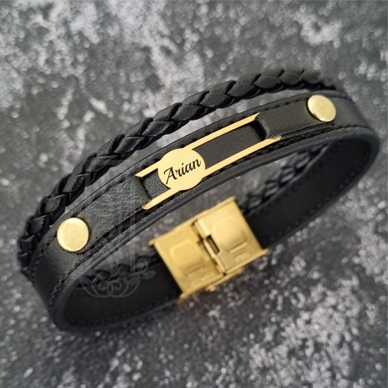 دستبند طلا 18 عیار مردانه لیردا مدل اسم آرین 828