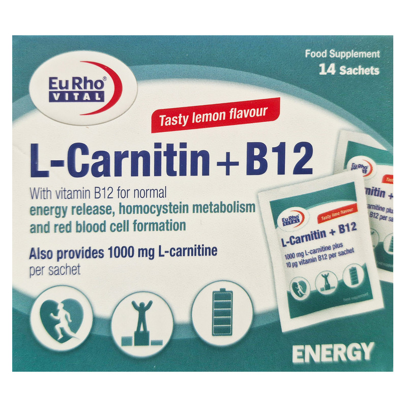 پودر ال کارنیتن پلاس ب 12 یوروویتال بسته 14 عددی