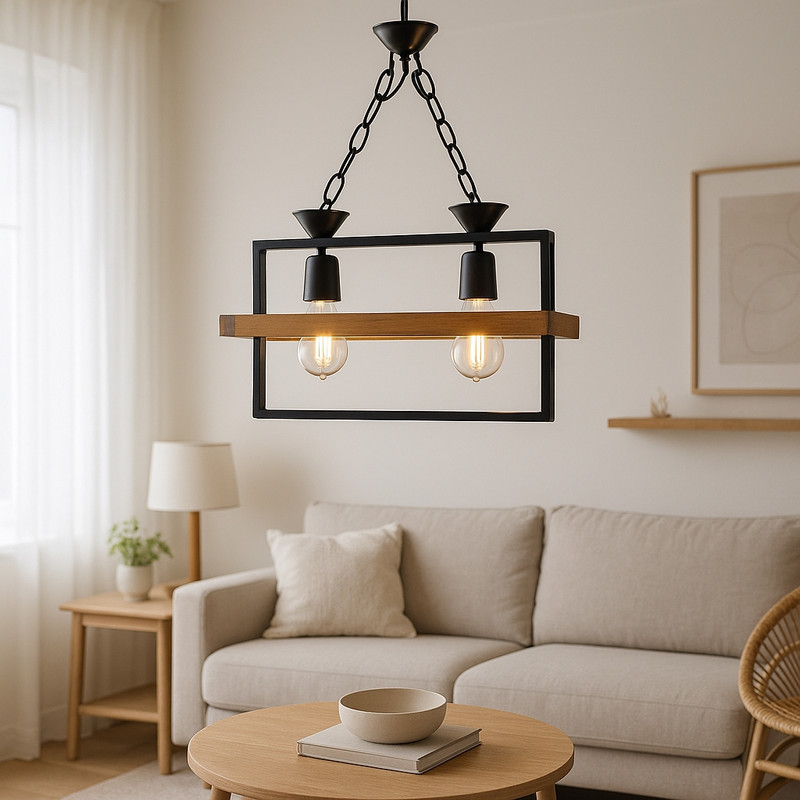 لوستر 2 شعله شاهان تک مدل wood12