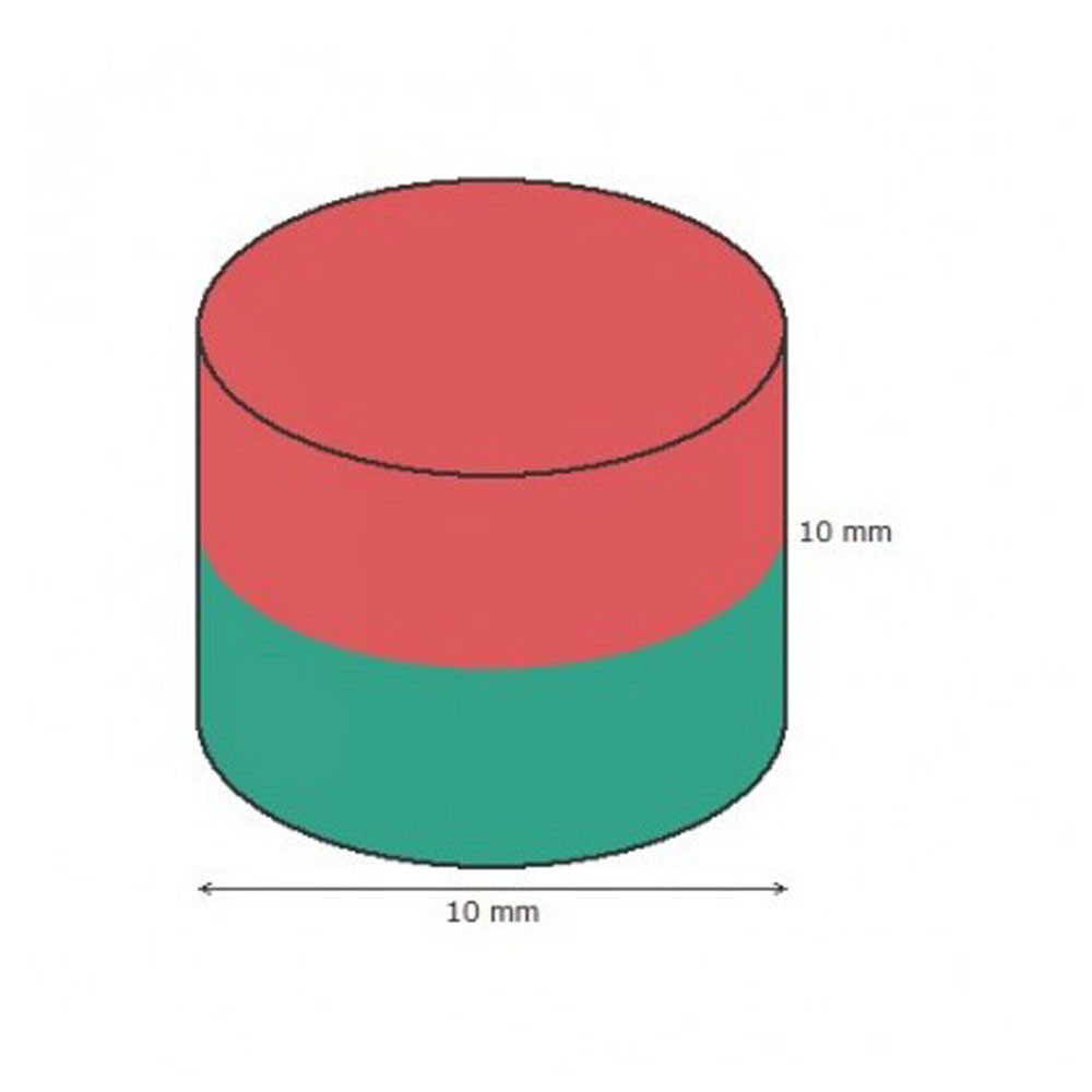 آهن ربا مدل نئودیمیوم استوانه D10x10mm بسته 8عددی