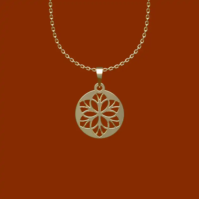 گردنبند طلا 18 عیار زنانه مدوپد مدل گل کد R2-1-1105