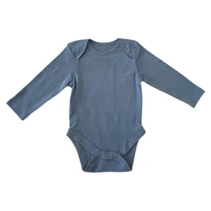 بادی آستین بلند نوزادی مدل یقه لاله ای ساده