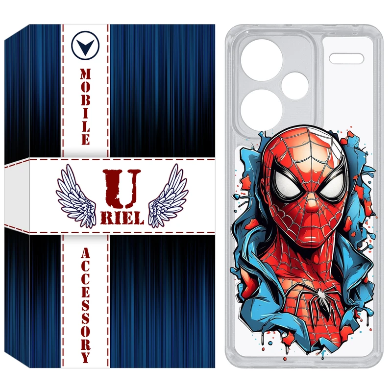 کاور یوریل مدل Clear کد 34 طرح اسپایدرمن مناسب برای گوشی موبایل شیائومی Redmi Note 13 Pro Plus