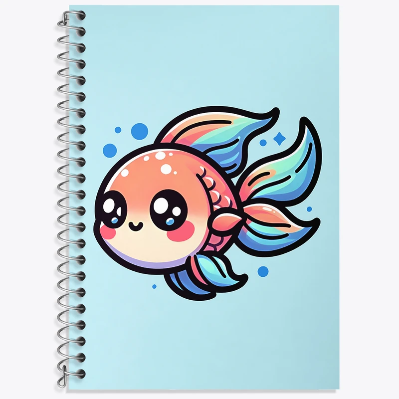 دفتر زبان 50 برگ خندالو مدل دو خط طرح ماهی کیوت کد N5932