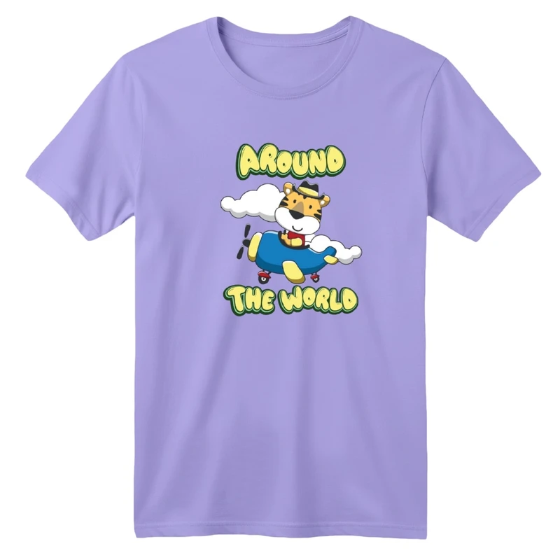 تی‌شرت آستین کوتاه لانگ بچگانه مدل ببر و هواپیما