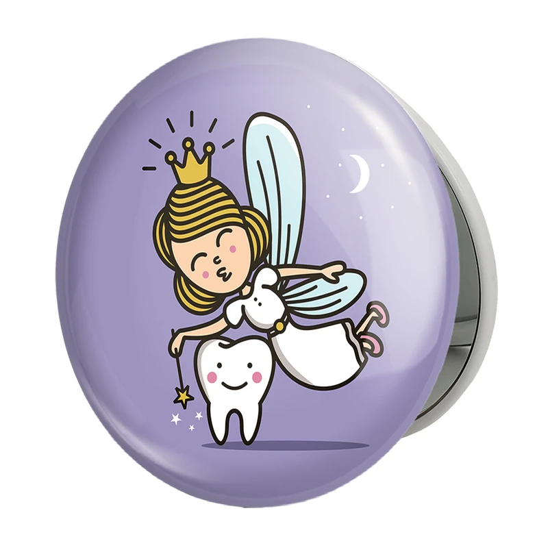 آینه جیبی خندالو طرح جشن دندونی دخترونه مدل تاشو کد 10936 