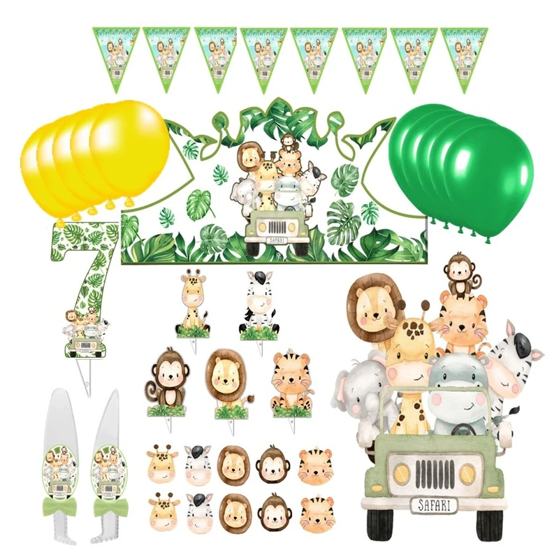 مجموعه 38 عددی تم تولد مدل حیوانات جنگل آبرنگی کد 07