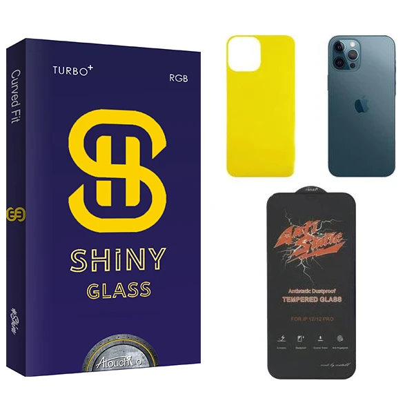 محافظ صفحه نمایش آتوچبو مدل Shiny  ANTI-STATIC مناسب برای گوشی موبایل اپل iPhone 12 pro max  به همراه محافظ پشت گوشی