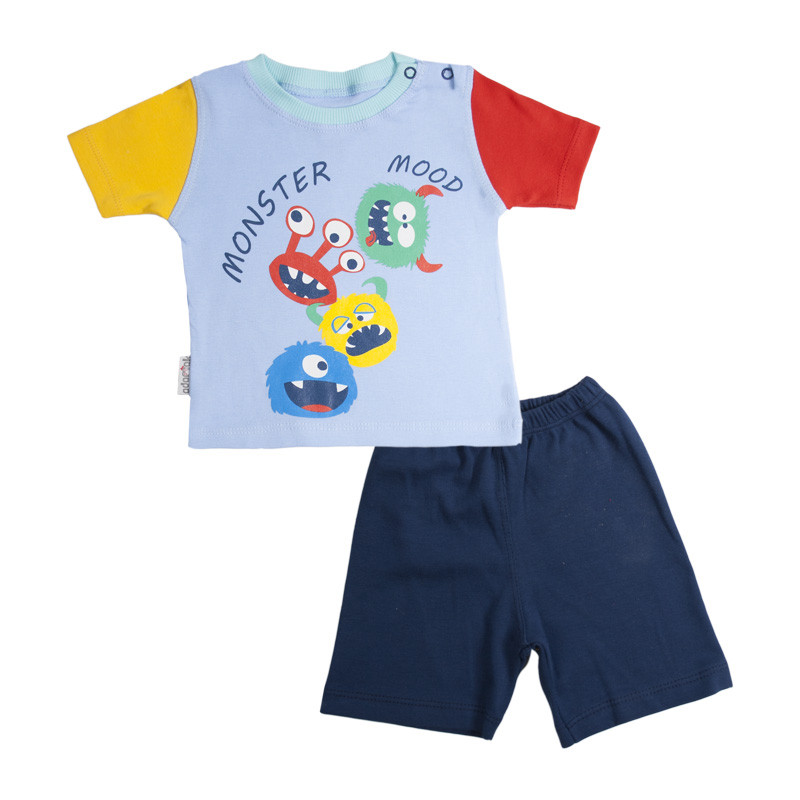 ست تی شرت و شلوارک نوزادی آدمک مدل مانستر کد 160801